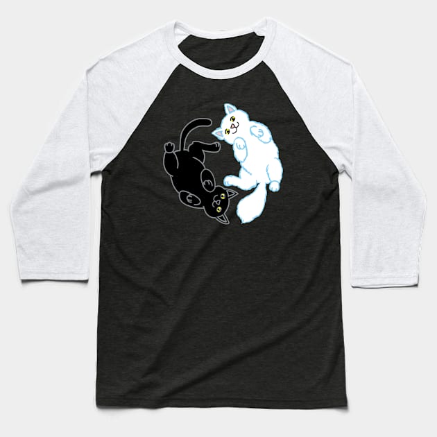 Yin Yang Kitties Baseball T-Shirt by Aeriskate